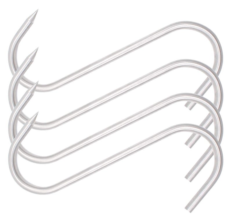 HONSHEN 8 Inch Meat Hook,8mm Heavy Duty S-Hooks Stainless Steel Meat Processing Butcher Hook (Meat Hooks 8inch8mm4p) - Image 1